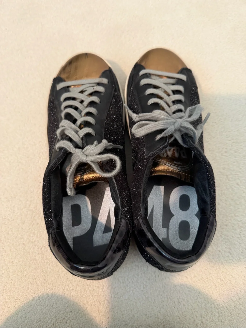 P448 Women’s Black Glitter Low-Top Sneakers